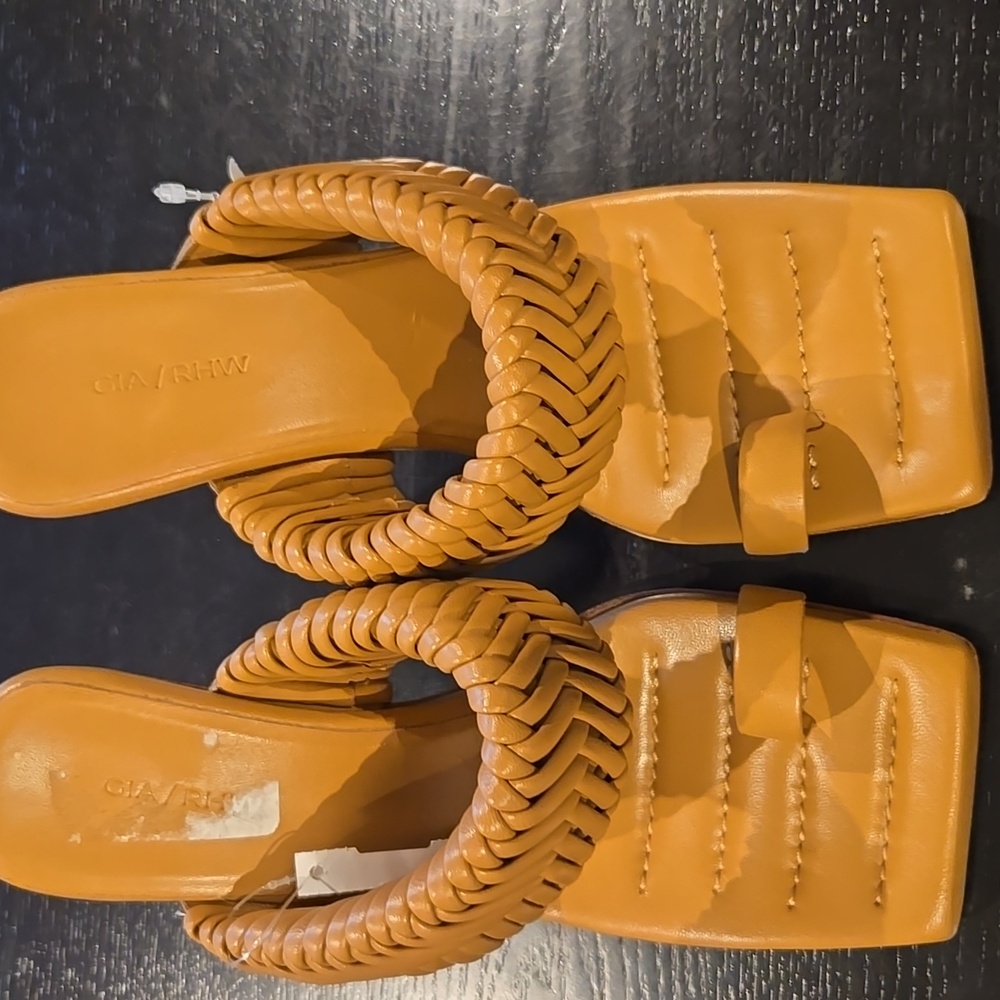 NWT! Gia/RHW Woven Leather Slides/Mules 36.5 - Picture 2 of 6